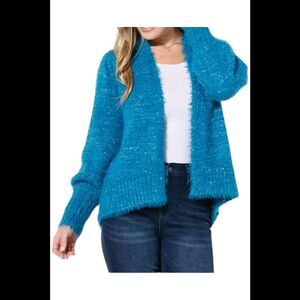 LB70 by Lloyd Boston Women's Puff Sleeve Hi-Low Cardigan Lyons Blue - Regular
